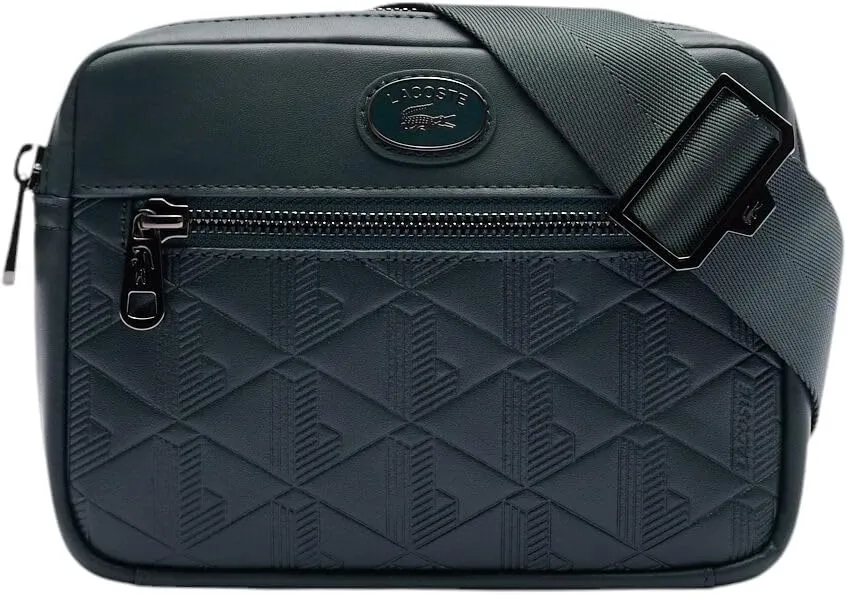 Lacoste Embossed Monogram Shoulder Bag, Dark Green, One Size