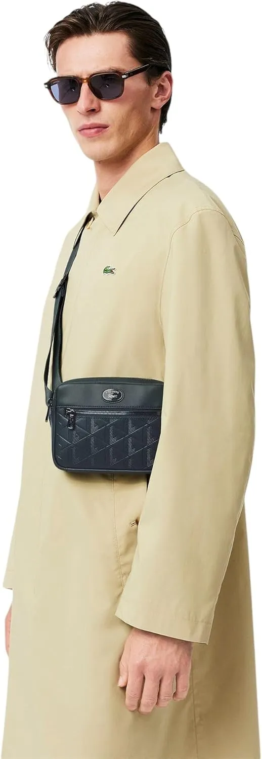 Lacoste Embossed Monogram Shoulder Bag, Dark Green, One Size
