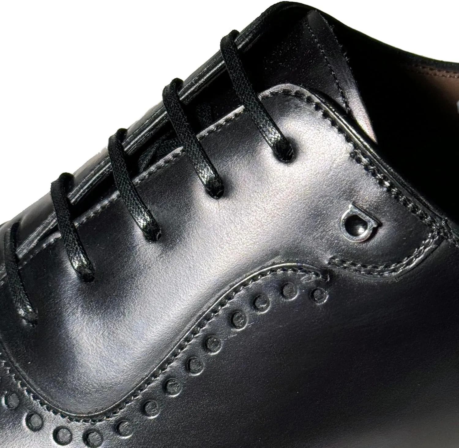 LANNON Black Leather Cap Toe Brogue Gancini Oxford Men's Dress Shoes, Nero