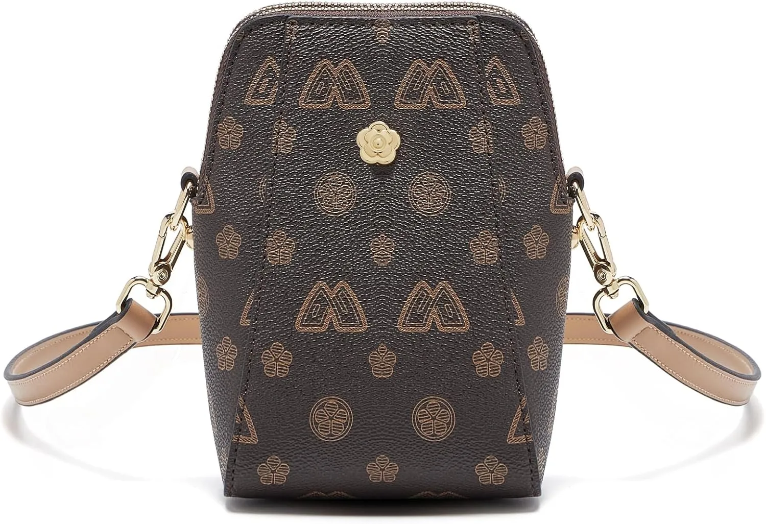 LAORENTOU Vegan Leather Crossbody Phone Bag for Women Leather Checkered Purse Monogram Shoulder Bags Small Crossbody Bags