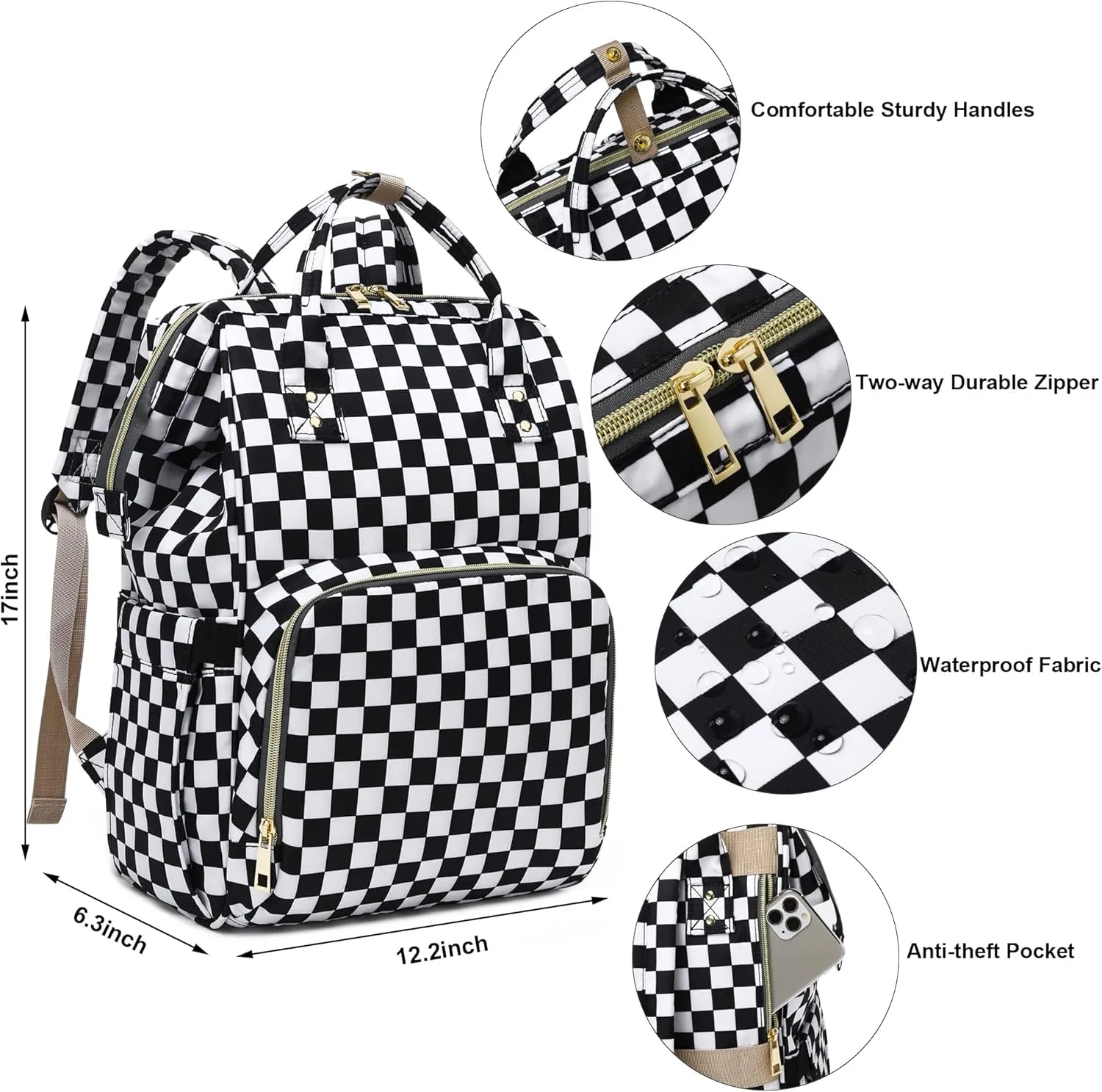 Laptop Backpack for Womens Girls, College Backpacks School Bag Bookbag 15.6 Inch Computer Backpack (Checkered)