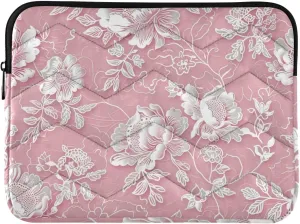 Laptop Sleeve Case 13-14 Inch Thin Laptop Case White Lace Floral Peach Pattern Travel Laptop Bag Handbag for Travel Business Rifle and co Medium