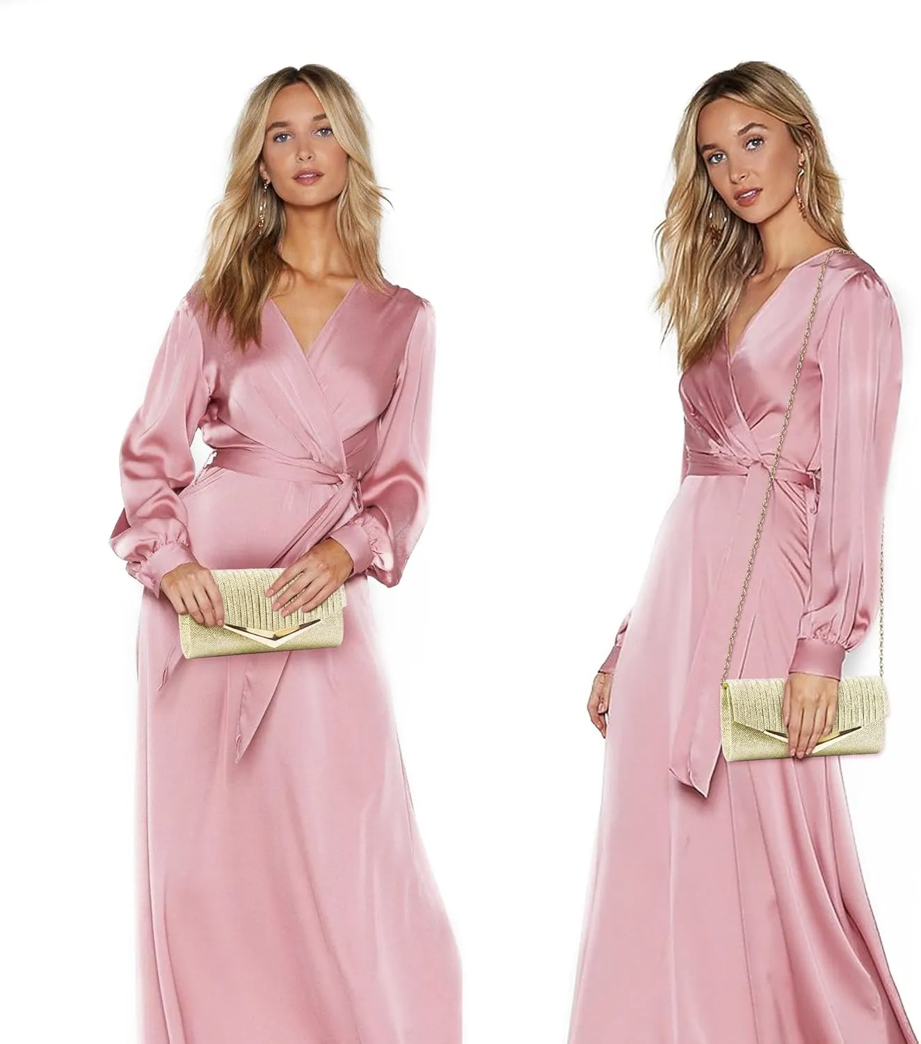 Larcenciel Clutch Purses for Women, Shiny Pleated Sequin Envelope Evening Bags for Mother's Day Gifts Party Prom