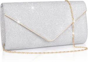 Larcenciel Clutch Purses for Women, Sparkling Envelope Evening Bag with Detachable Chain