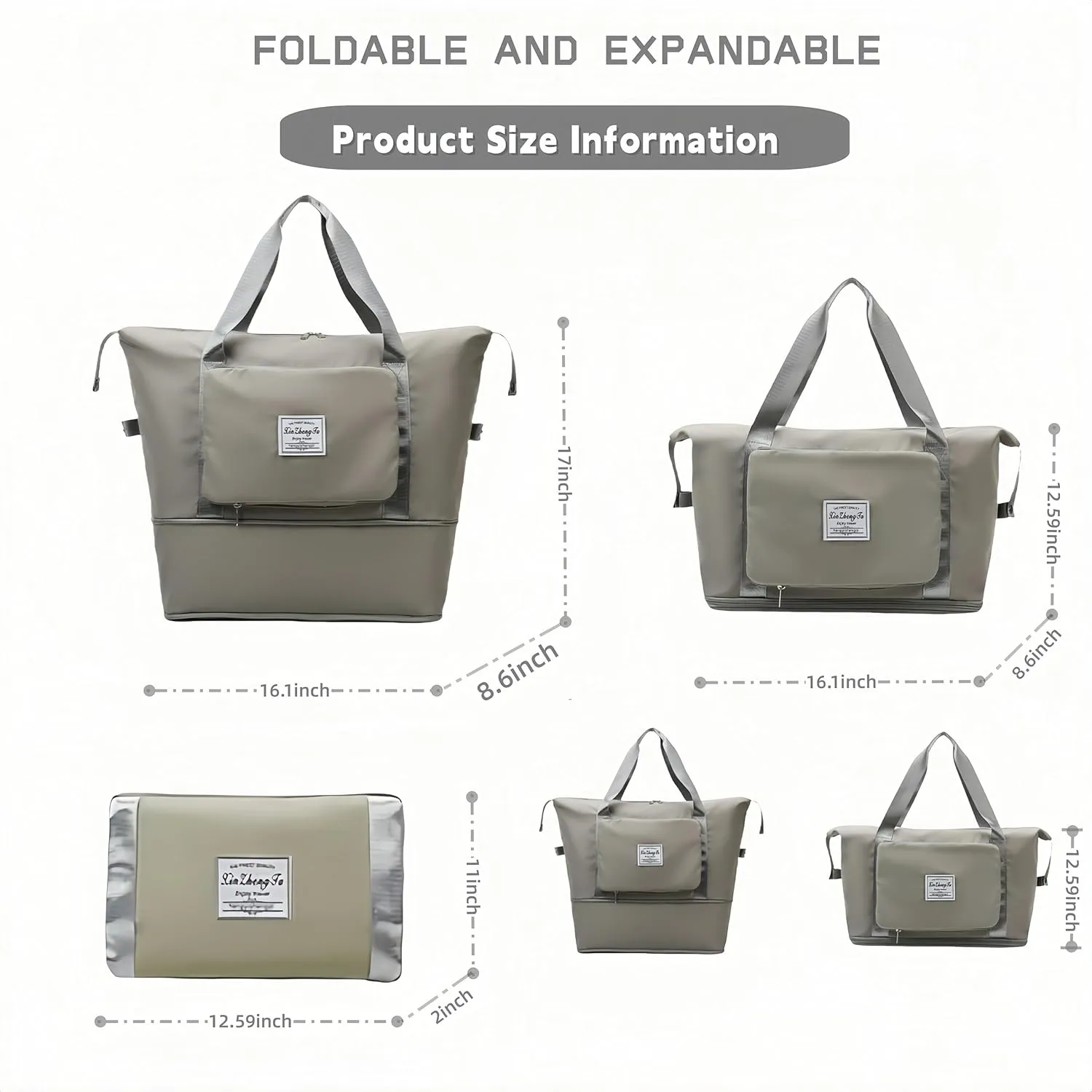 Large Capacity Foldable Travel Bag Expandable Collapsible Dry and Wet Separation Large Capacity Travel bag