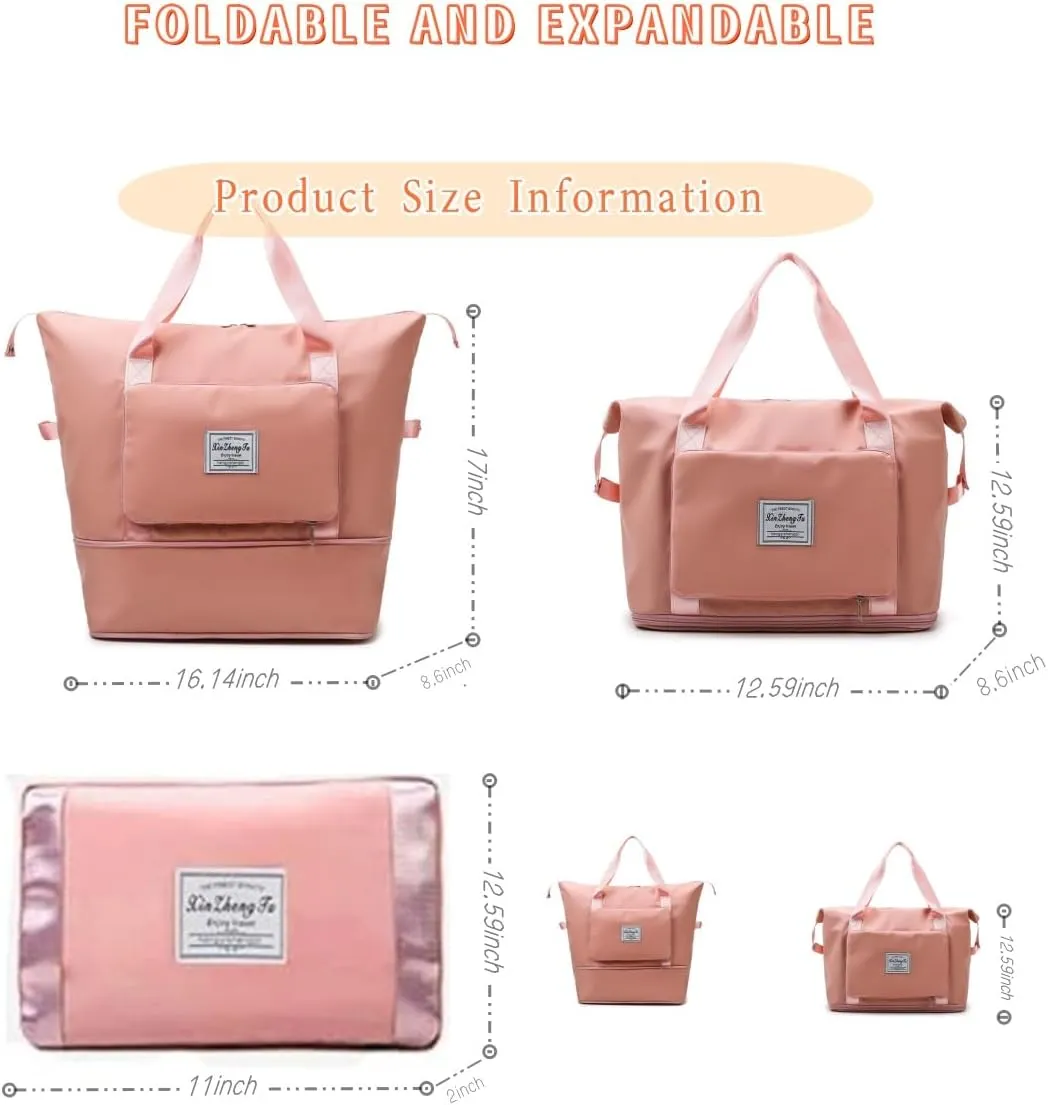Large Capacity Foldable Travel Bag Expandable Collapsible Dry and Wet Separation Large Capacity Travel bag