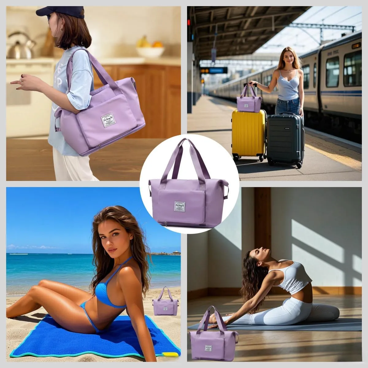 Large Capacity Foldable Travel Bag Expandable Collapsible Dry and Wet Separation Large Capacity Travel bag