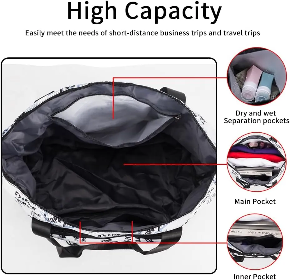 Large Capacity Foldable Travel Bag Expandable Portable Carry on Bag Dry&Wet Separation Sports Duffel Bags