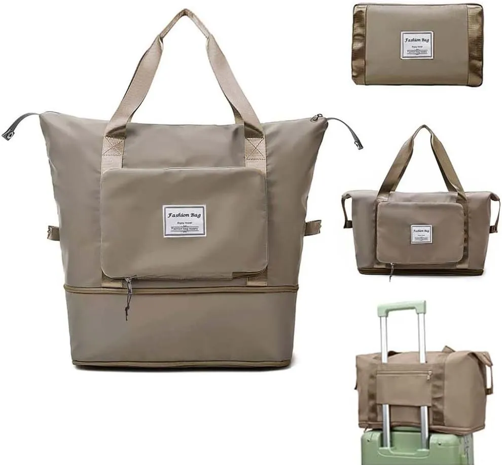 Large Capacity Foldable Travel Bag, Expandable Waterproof Carry on Bag, Dry and Wet Separation Spor Duffel Bags