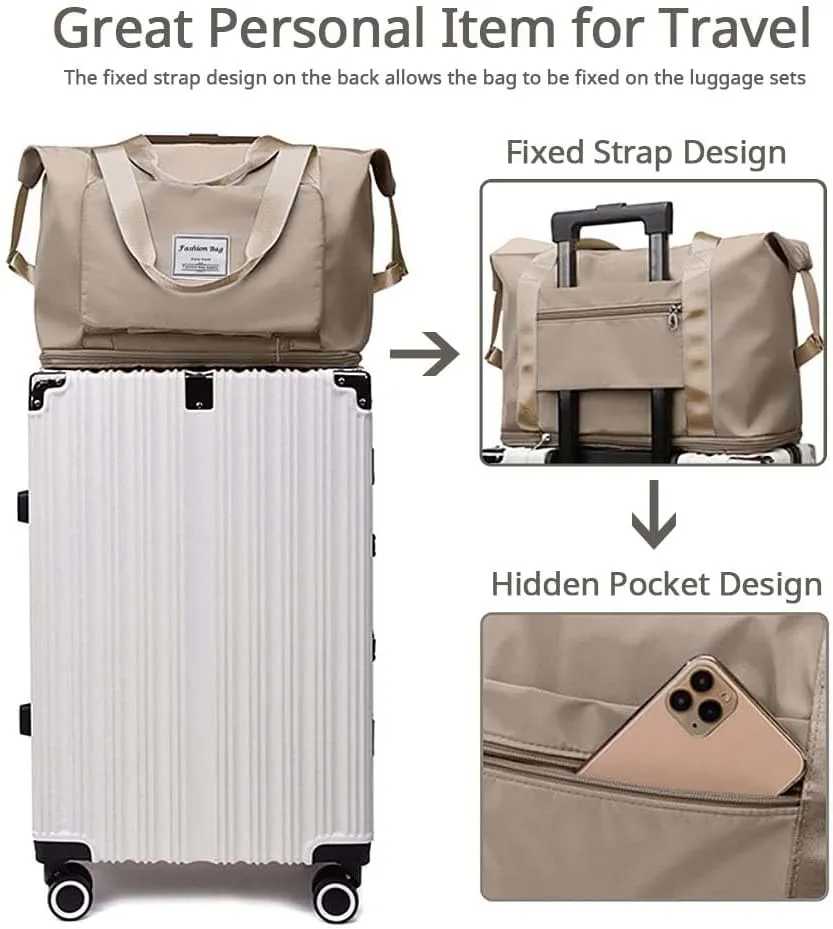 Large Capacity Foldable Travel Bag, Expandable Waterproof Carry on Bag, Dry and Wet Separation Spor Duffel Bags