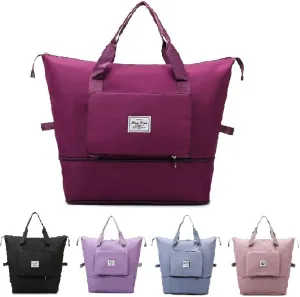Large Capacity Foldable Travel Bag, Portable Expandable Travel Duffel Bag, Waterproof Dry and Wet Separation Oxford Fabric Tote Bag for Women Men, Perfect for Travel, Gym, Vacation (Fuchsia)