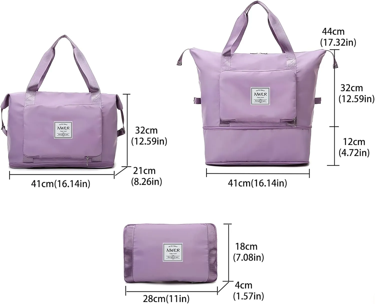 Large Capacity Folding Travel Bag Waterproof Foldable Travel Duffel Bag Weekender Overnight Bag Shoulder Bag Gym Tote