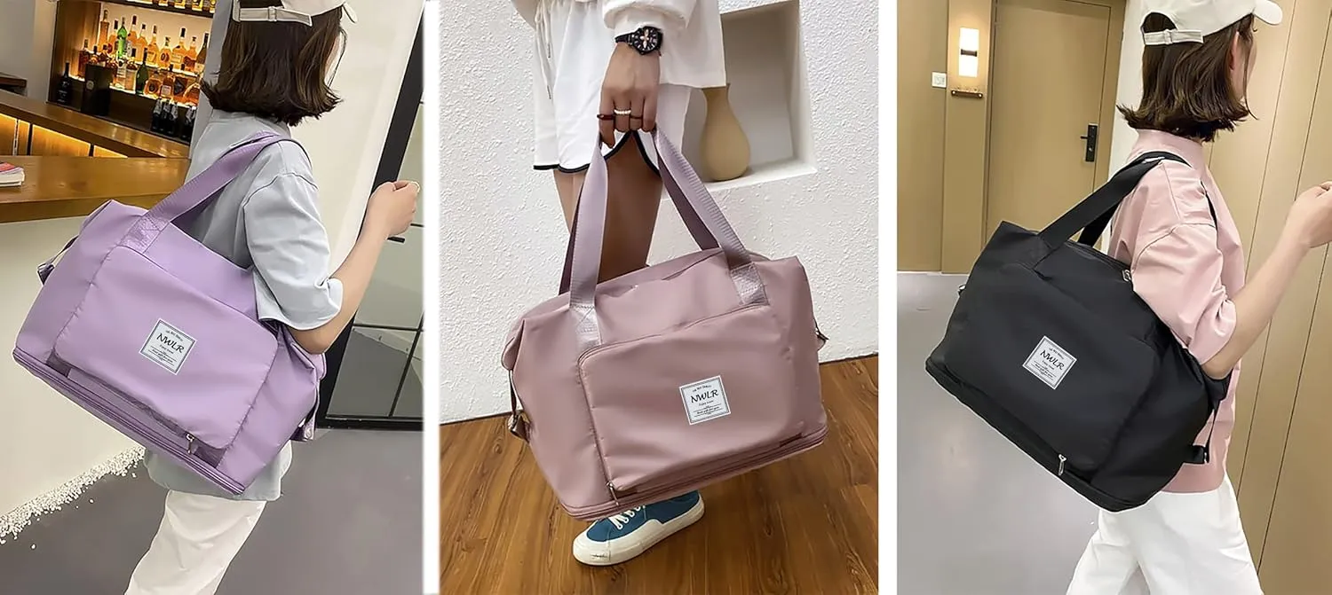 Large Capacity Folding Travel Bag Waterproof Foldable Travel Duffel Bag Weekender Overnight Bag Shoulder Bag Gym Tote