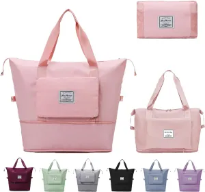 Large Capacity Travel Bag, Expandable Foldable Travel Duffel Bag, Dry and Wet Separation Portable Travel Duffel Bag, Overnight Bag for Women and Man (Pink)