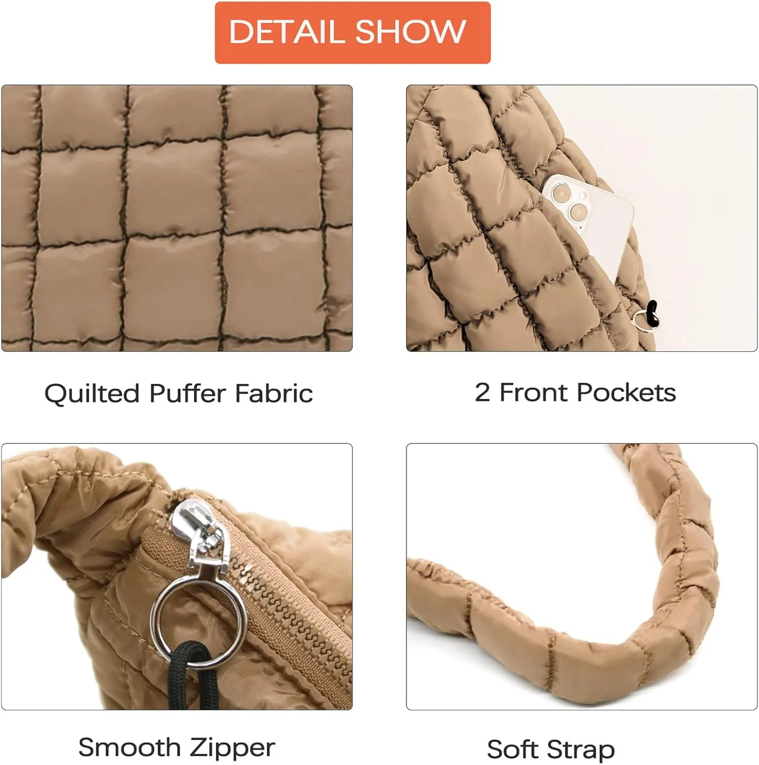 Large Puffer Tote Bag Quilted Crossbody Bags for Women Quilted Carryall GYM Tote Soft Puffy Shoulder Bags for Travel