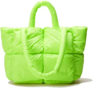 Large Puffer Tote Bag, Trendy Quilted Cotton Padded Handbags for women, Soft Shoulder Bag Nylon Down Pillow Shopper Bag