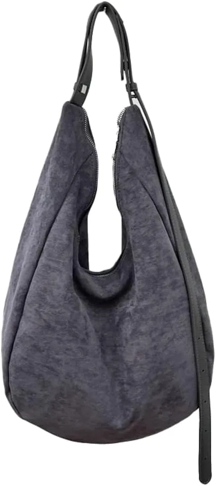 Large Suede Slouchy Tote Bag for Women Shoulder Bag Crescent Crossbody Bag Travel Purse with Adjustable Strap