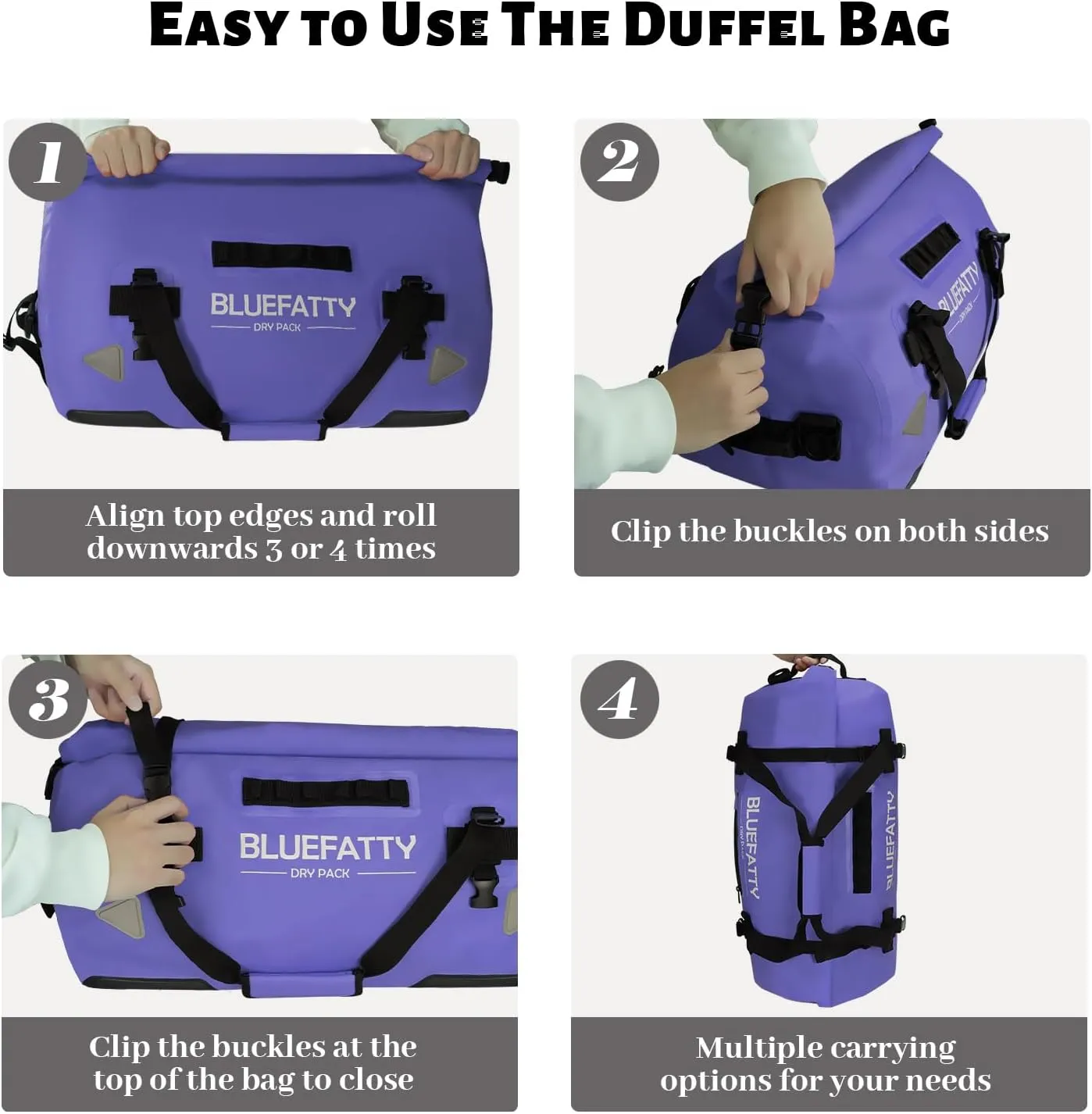 Large Waterproof Duffel Bag Roll-top Heavy Duty Dry Duffle Bags for Motorcycling, Rafting, Boating, SUP, Kayaking, Travel, 70L(Blue)