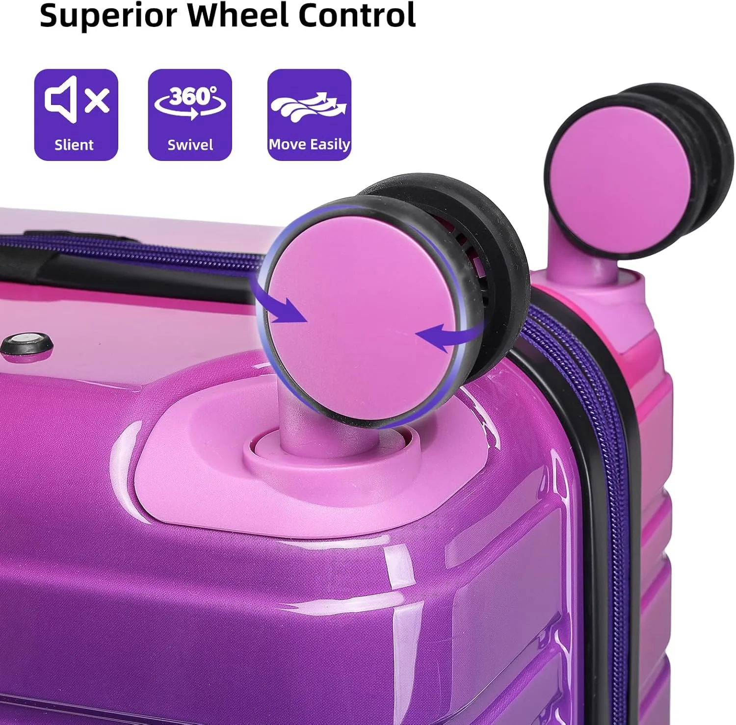 LARVENDER Luggage Sets 6 Piece, Expandable PC ABS Hardside Multicolor Suitcase Sets with TSA Lock Double Spinner Wheels, Midnight Berry