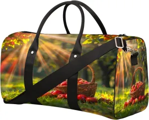 Lawn Fruit Apple Travel Duffel Bag for Women Men Small Sport Gym Bag Waterproof Weekender Overnight Lightweight Carry on Foldable Gym Bag for Training Swim Yoga Traveling Handbag