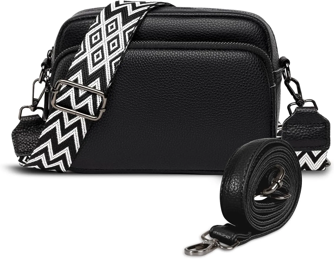 Leather Cross Body Bag Woman Wide Strap Crossbody Bags for Women Small Women Handbags Simple Trendy Shoulder Purse for Travel