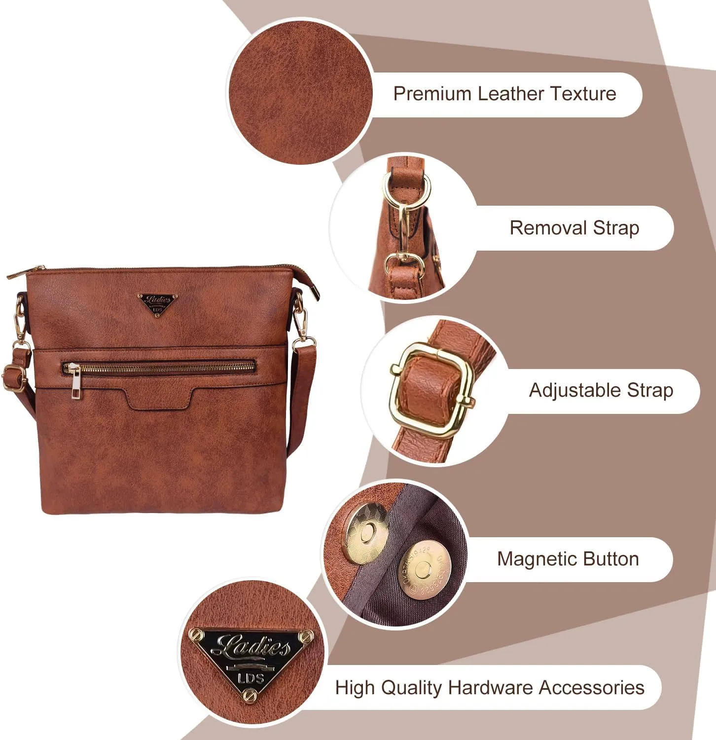 Leather Crossbody Bags for Women Medium Size, Trendy Soft Cross Body Bag for Woman 2024, Women's Crossbody Purses Travel