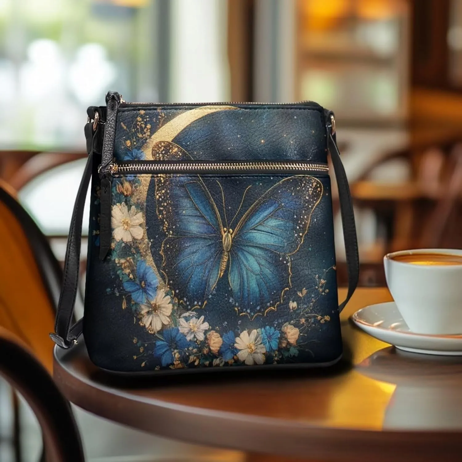 Leather Crossbody Bags for Women Tote Bag with Zipper Waterproof Shoulder Bag Travel Work Soft Handbag