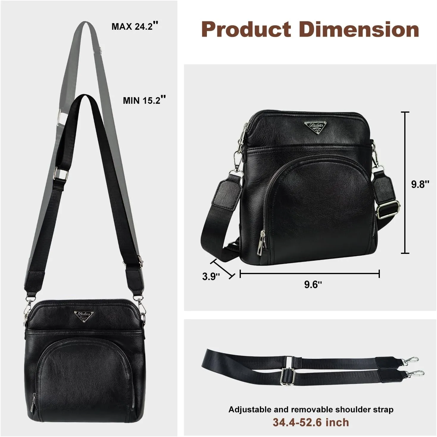 Leather Crossbody Bags for Women Trendy, Medium Size Cross Body Bag 2024, Wide Strap Women's Crossbody Purse Multi Pocket