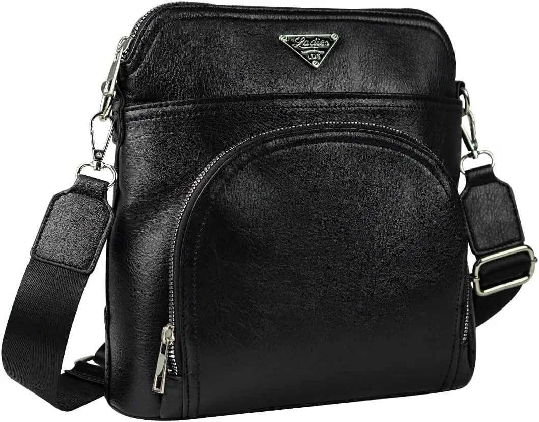 Leather Crossbody Bags for Women Trendy, Medium Size Cross Body Bag 2024, Wide Strap Women's Crossbody Purse Multi Pocket