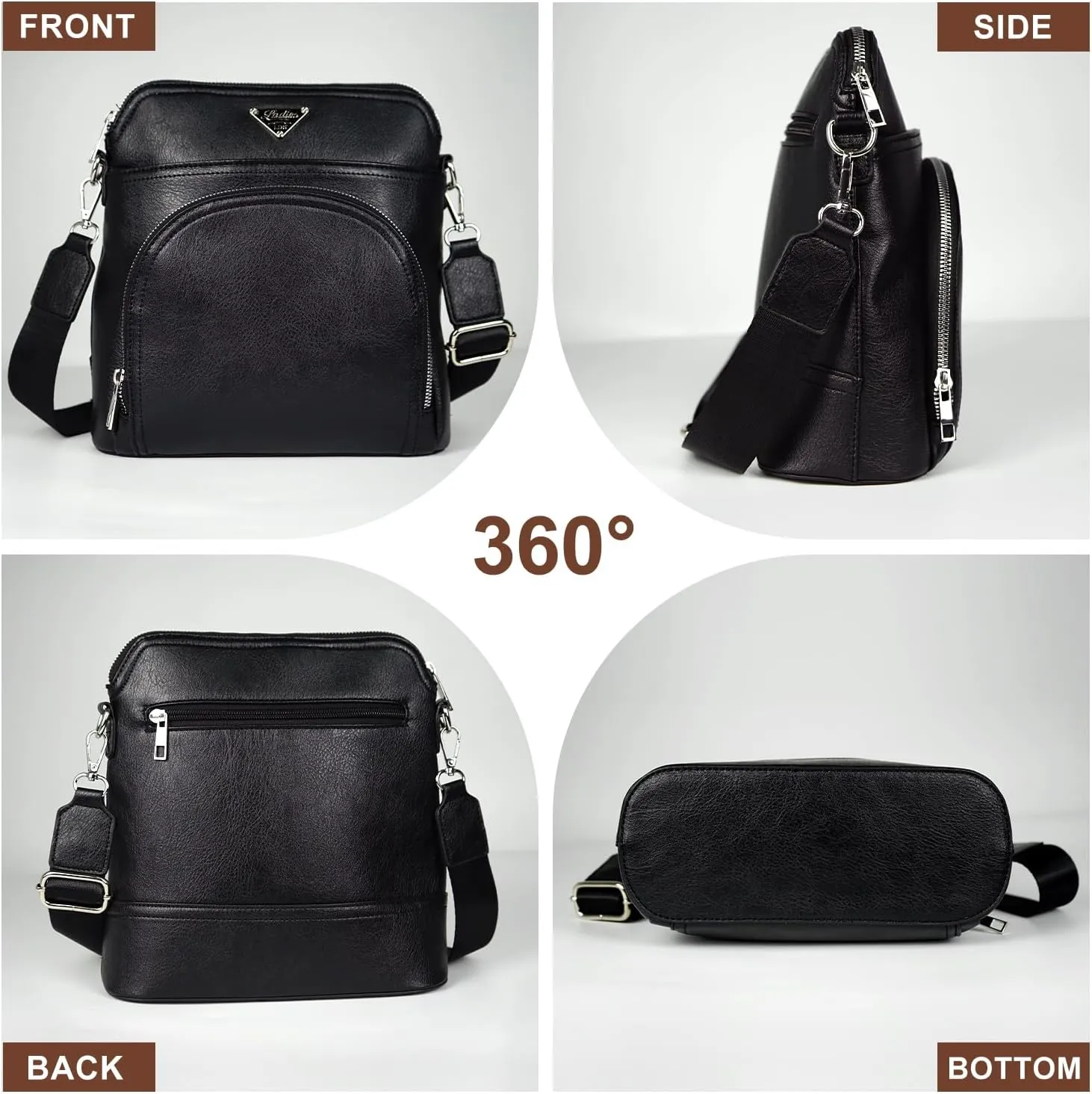 Leather Crossbody Bags for Women Trendy, Medium Size Cross Body Bag 2024, Wide Strap Women's Crossbody Purse Multi Pocket