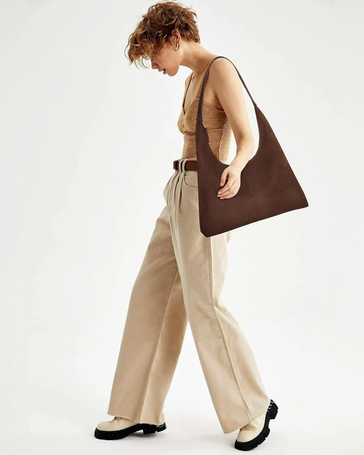Leather Hobo Bags for Women Brown Purses Suede Purse Slouchy Tote Bag Suede Tote Bag Fall Purses Handbag