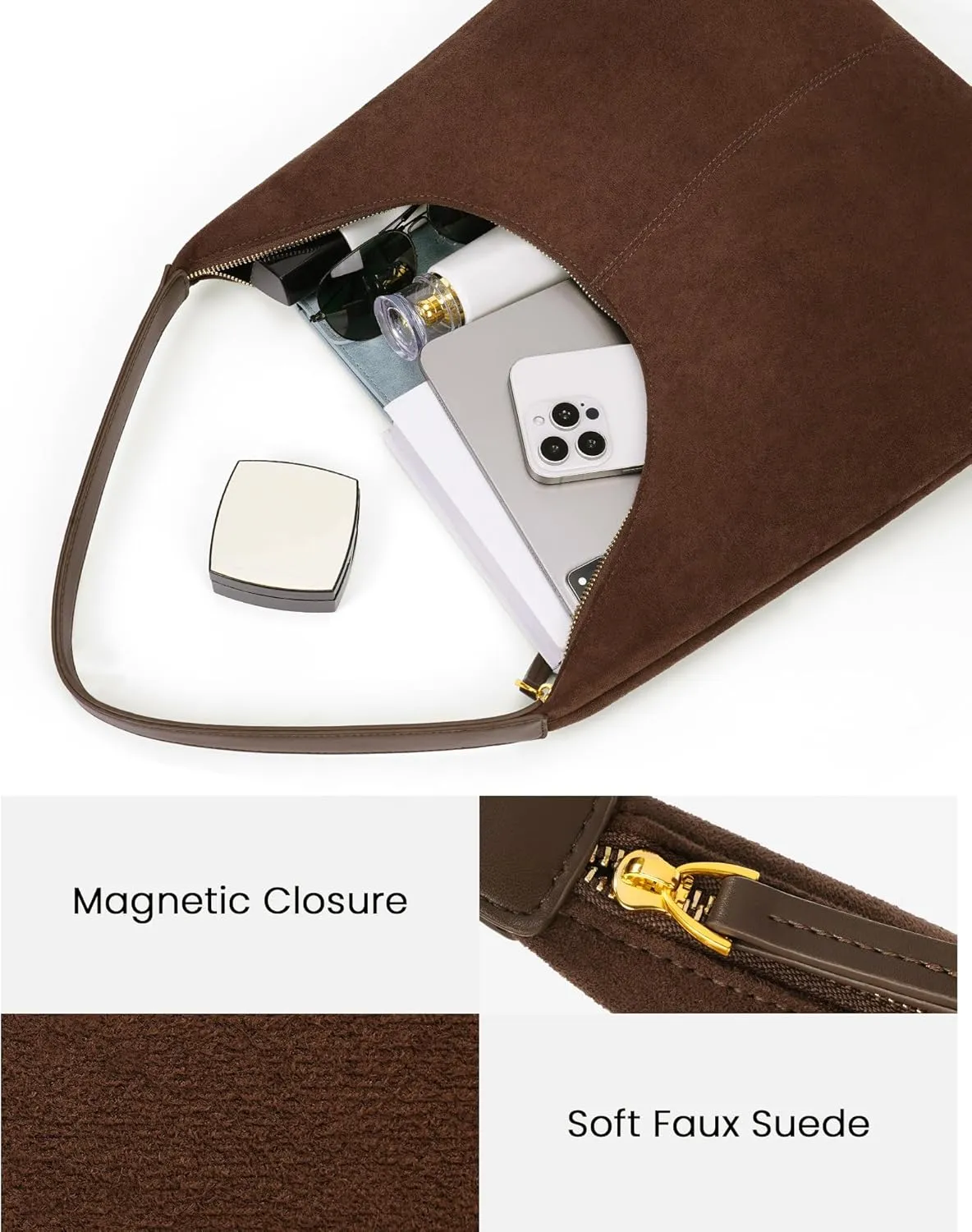 Leather Hobo Bags for Women Brown Purses Suede Purse Slouchy Tote Bag Suede Tote Bag Fall Purses Handbag