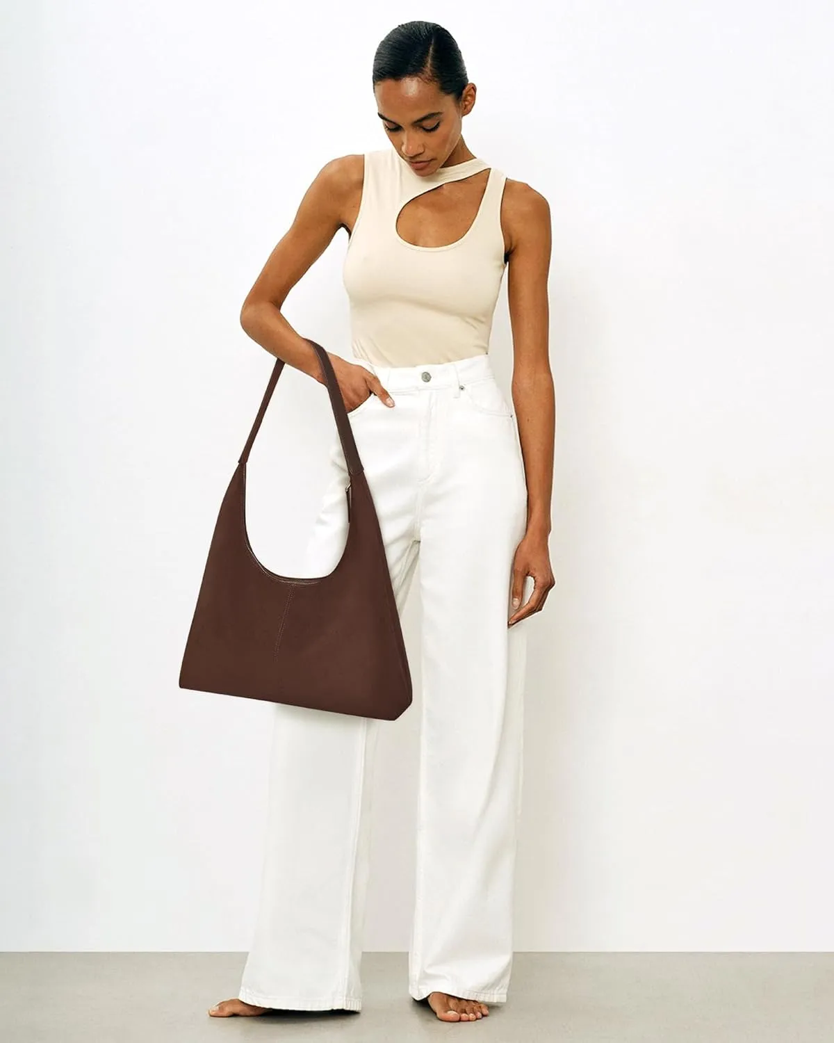 Leather Hobo Bags for Women Brown Purses Suede Purse Slouchy Tote Bag Suede Tote Bag Fall Purses Handbag