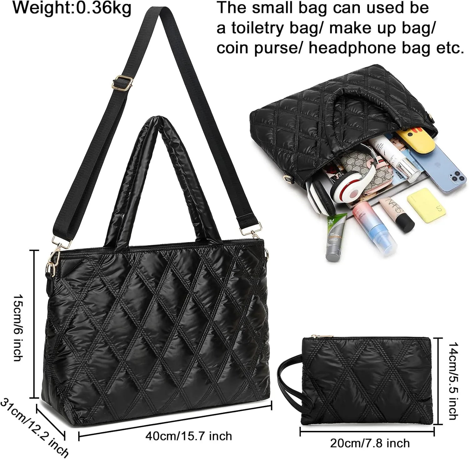 LEDAOU Tote Bag Women Teacher Purse Handbags Shoulder Crossbody Hobo Bags 2pcs with Coin Purse for Work Office School