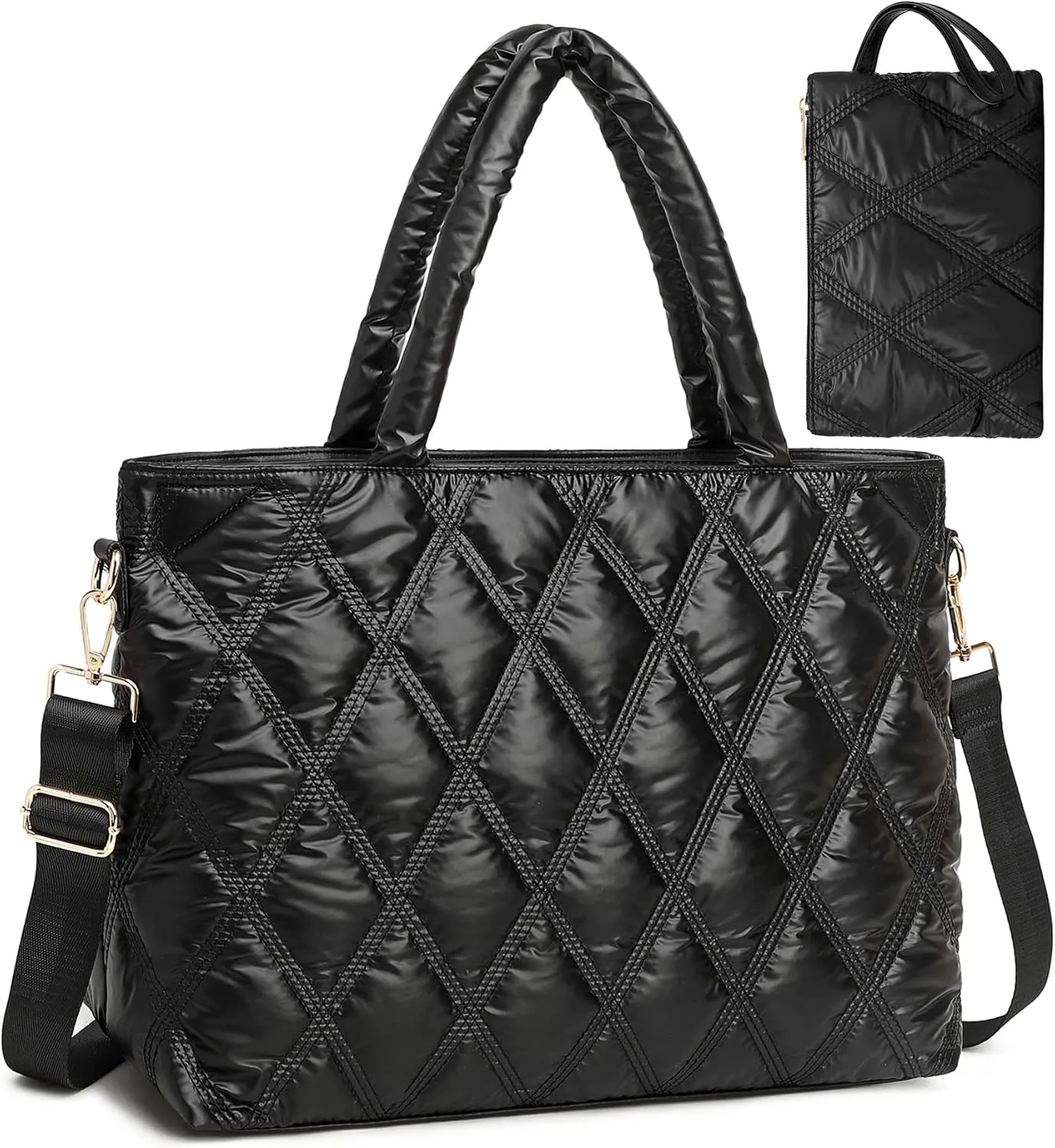 LEDAOU Tote Bag Women Teacher Purse Handbags Shoulder Crossbody Hobo Bags 2pcs with Coin Purse for Work Office School