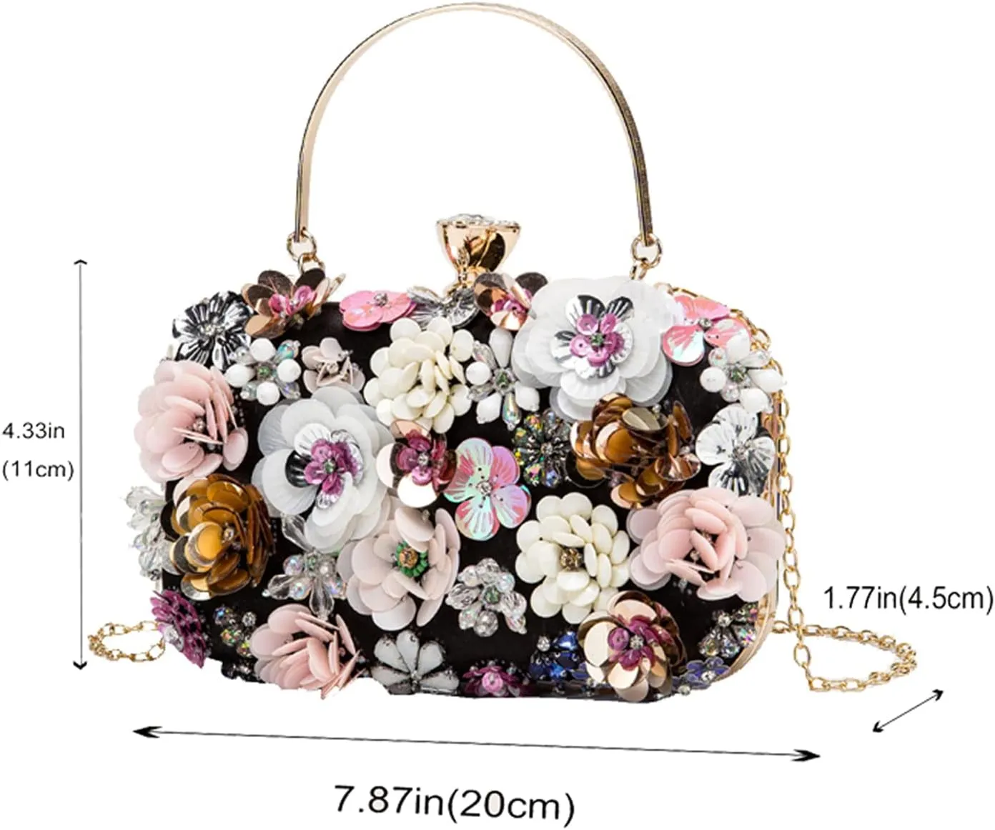 LETODE Flower Clutch Purse Evening Bag for Women Formal Party Handbag Chain Strap Shoulder Bag