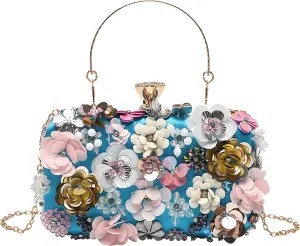 LETODE Flower Clutch Purse Evening Bag for Women Formal Party Handbag Chain Strap Shoulder Bag