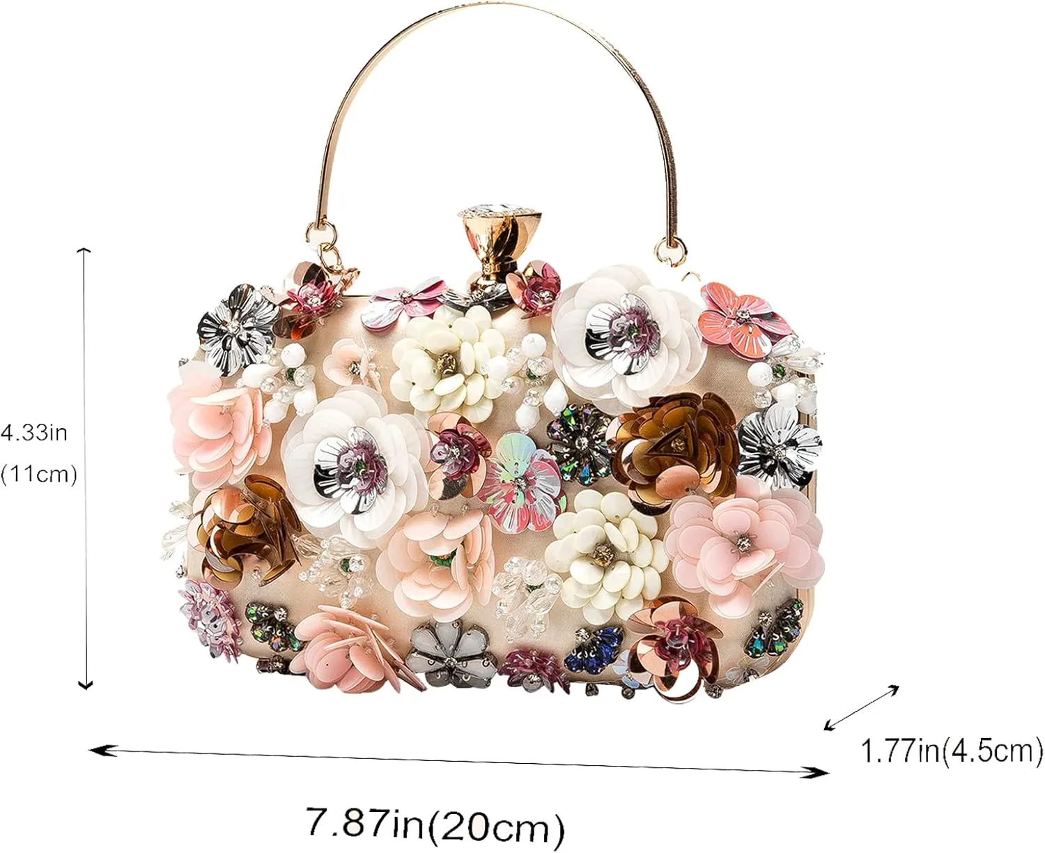 LETODE Flower Clutch Purse Evening Bag for Women Formal Party Handbag Chain Strap Shoulder Bag