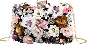 LETODE Flower Clutch Purse Evening Bag for Women Formal Party Handbag Chain Strap Shoulder Bag