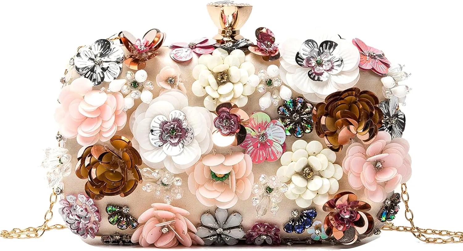 LETODE Flower Clutch Purse Evening Bag for Women Formal Party Handbag Chain Strap Shoulder Bag