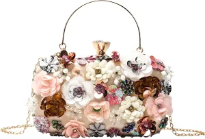 LETODE Flower Clutch Purse Evening Bag for Women Formal Party Handbag Chain Strap Shoulder Bag