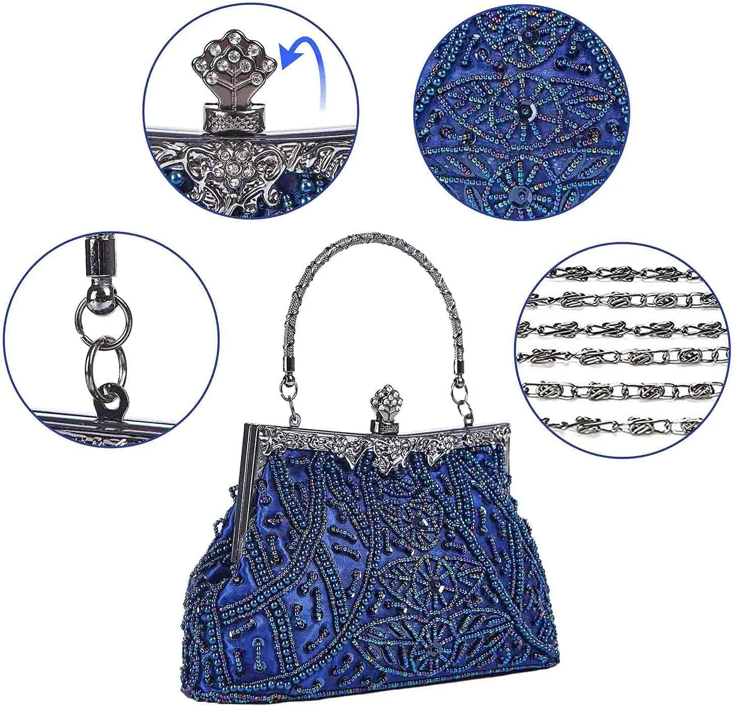 LIFEWISH 1920s Evening bags Unique Sequin Beaded Clutch Purses for Cocktail Wedding Party Prom