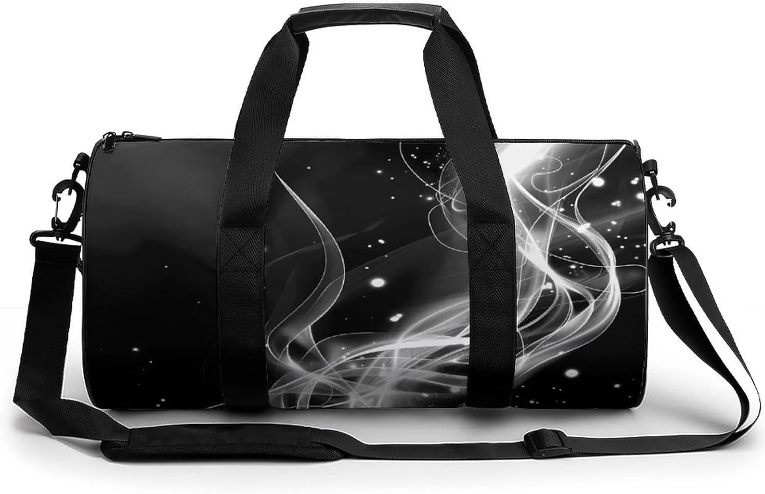 Light Streak Black And White Abstract Line Gym Bag Workout Sports Bag Lightweight Tote Duffel Bag Travel Weekender Bag for Women Men