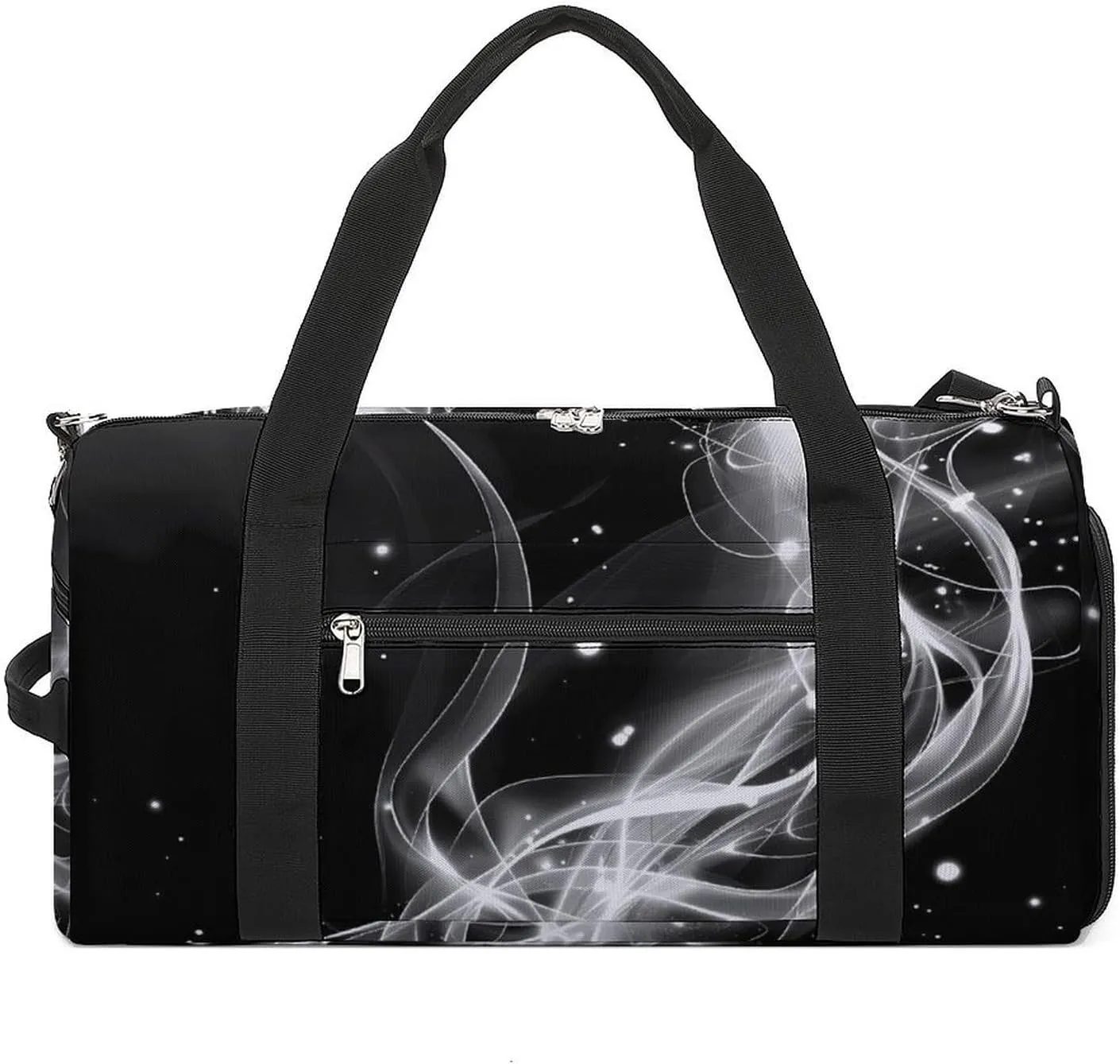 Light Streak Black And White Abstract Line Sports Gym Bag Lightweight Travel Duffle Bag Carry on Weekender Bags for Women Men