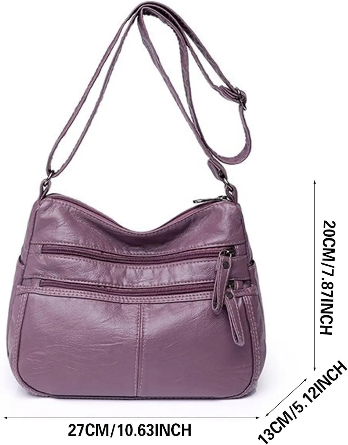 Lightweight 3 Compartment Faux Leather Medium Hobo Bag Hobo, Silver
