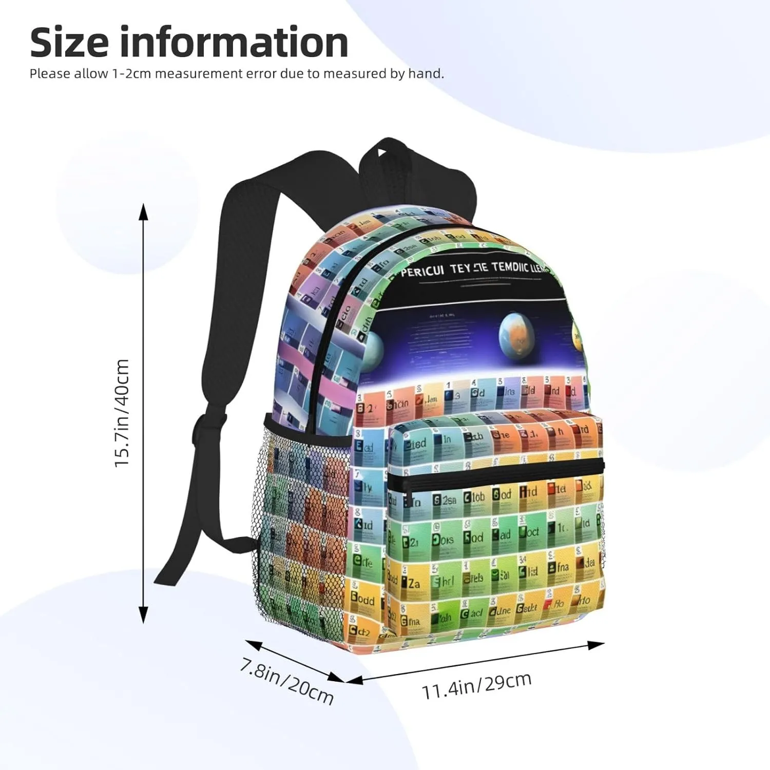 Lightweight Laptop Backpack,Casual Daypack Travel Backpack Bookbag Work Bag for Men and Women-Periodic table of elements
