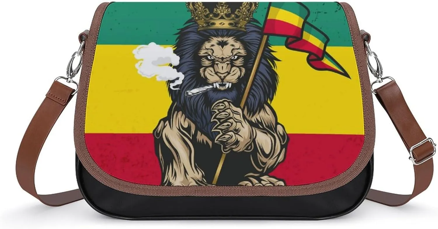 Lion Judah Smoke Crossbody Bag Anti-Theft Side Shoulder Bags Adjustable Leather Messenger Bag Unisex