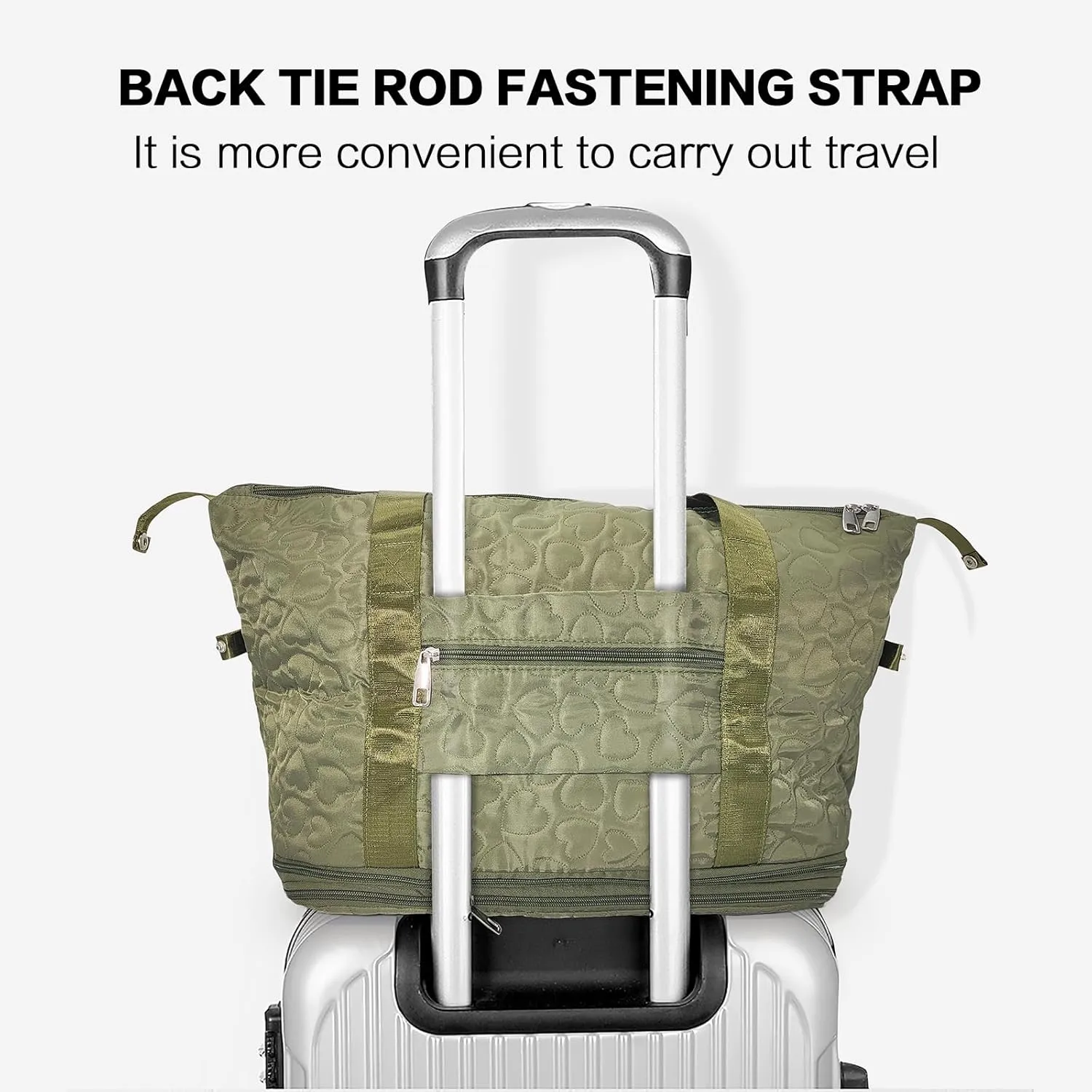 Lmbabter Expandable Rolling Duffel Bag - Convertible Gym Bag, Travel Luggage for Women - Green