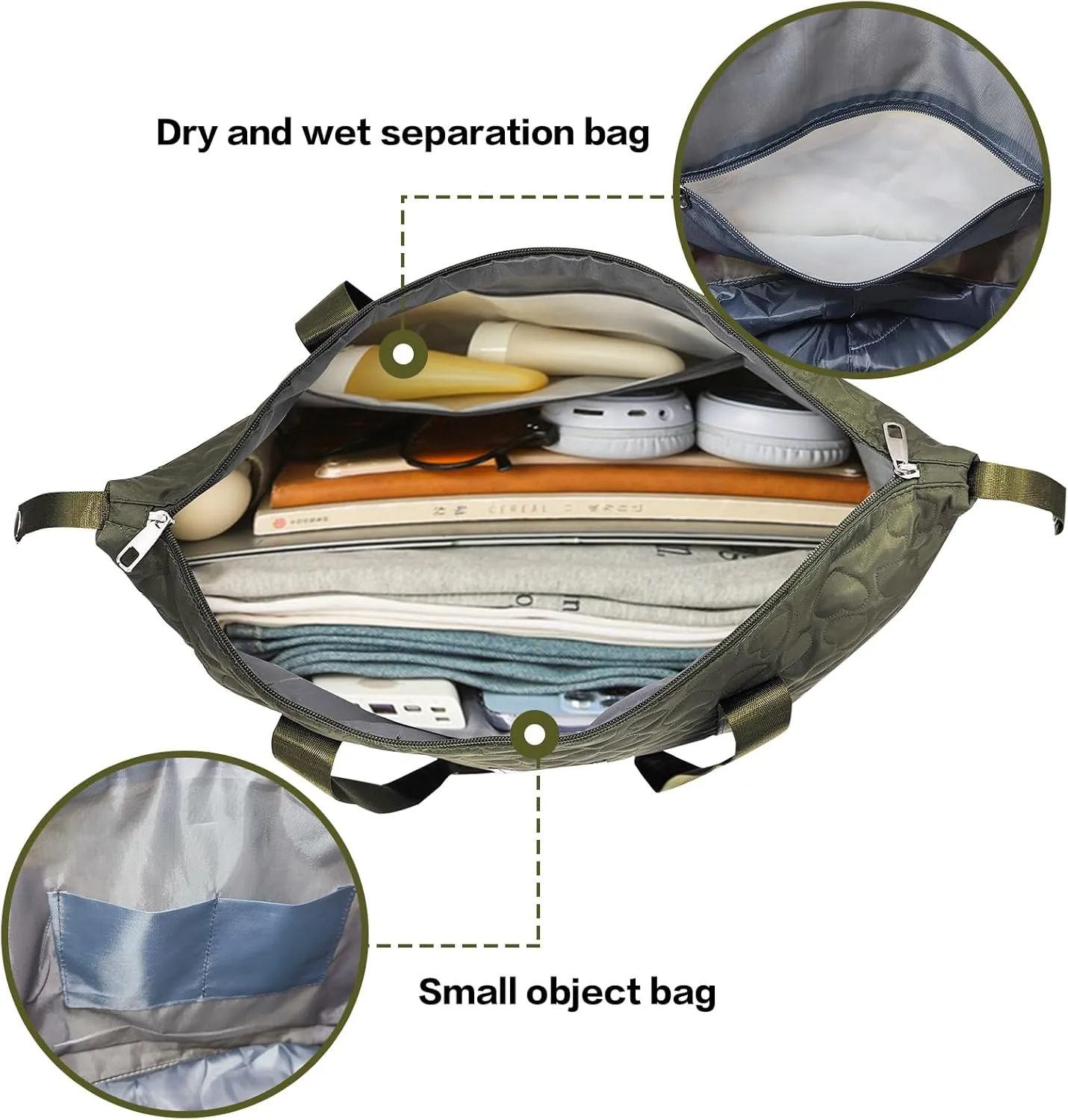 Lmbabter Expandable Rolling Duffel Bag - Convertible Gym Bag, Travel Luggage for Women - Green