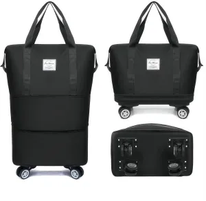 LNV 2025 New Travel Duffel Bag,Sports Tote Gym Bag,suitcases Weekender Overnight Bag,Suitcases With Wheels, Expandable 28-58L luggage,Black suitcase (black)